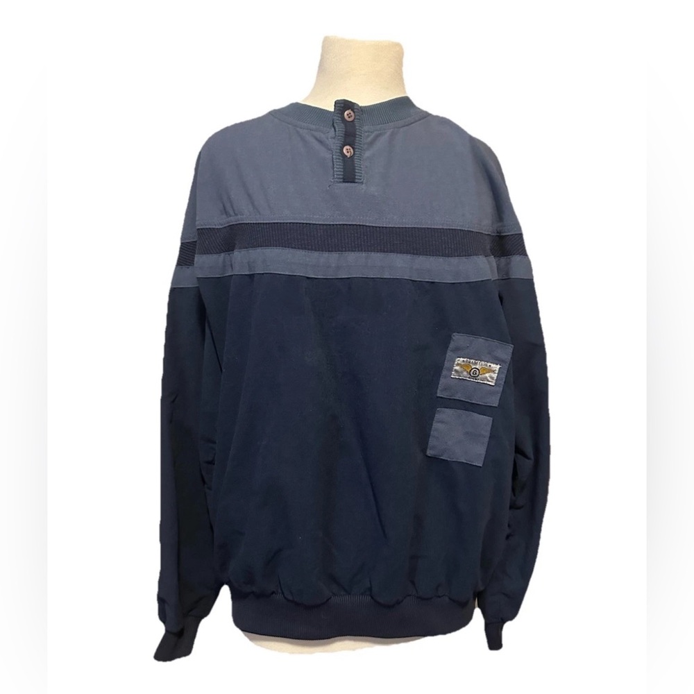 Vintage Giani Sport Men’s Large Long Sleeve Blue Shirt VTG Cotton Blend